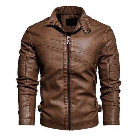 Middle-Aged And Elderly Fall Winter Men'S Leather Pu Jacket Jacket Slim Business Casual Men'S