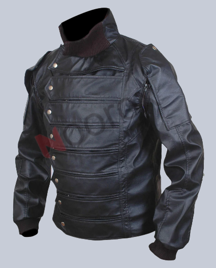 Men Black The Winter Soldier Bucky Barnes Leather Jacket