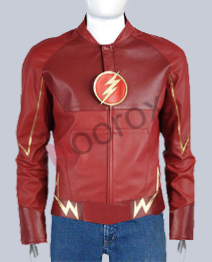 Men Maroon Jay Garrick Halloween Costume Leather Jacket