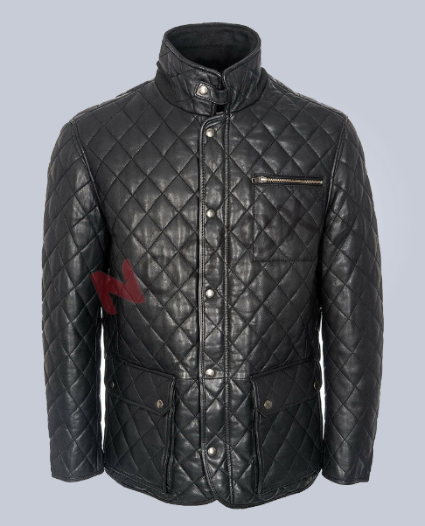 Men Black Quilted stylish Leather Jacket