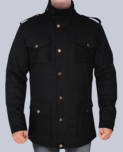 Men Black Cotton Fancy Jacket