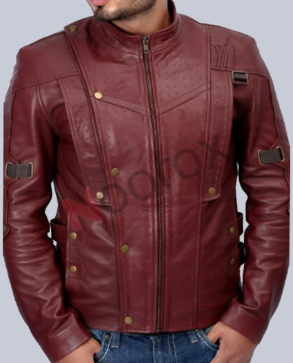 Men Maroon Guardians Of Galaxy Star Lord Faux Leather Jacket