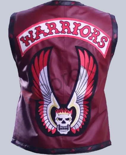 Men Maroon Halloween Costume The Warriors Faux Leather Vest