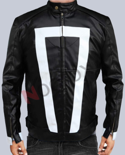 Men Black Ghost Rider Faux Leather Jacket