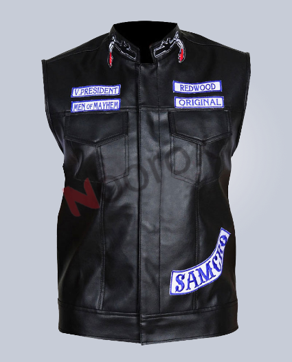 Men Black Son Of Anarchy Faux Leather Vest