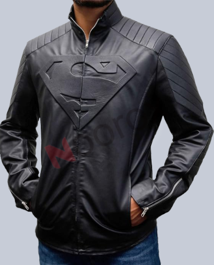 Men Black Superman Smallville Man of Steel Leather Jacket