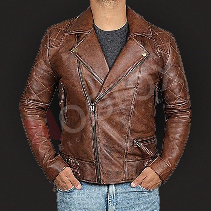 Noorox Brown Leather Jacket for Mens