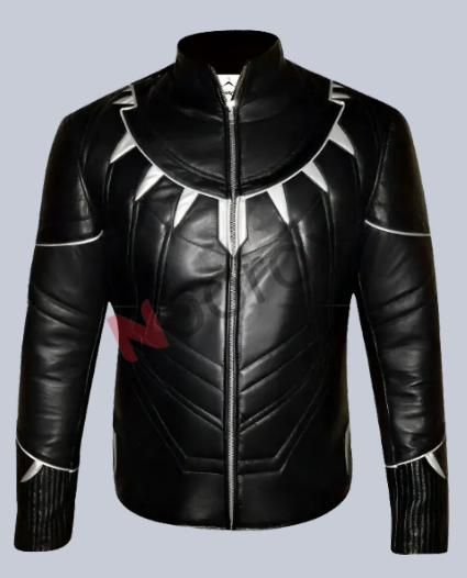 Men Black Chadwick Boseman Black Panther Costume Faux Leather Jacket