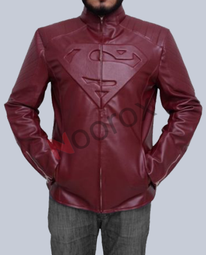 Men Maroon Superman Smallville Leather Jacket