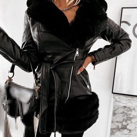 Fashion Women Leather Coats Jackets Ladies Jacket Black - Noorox
